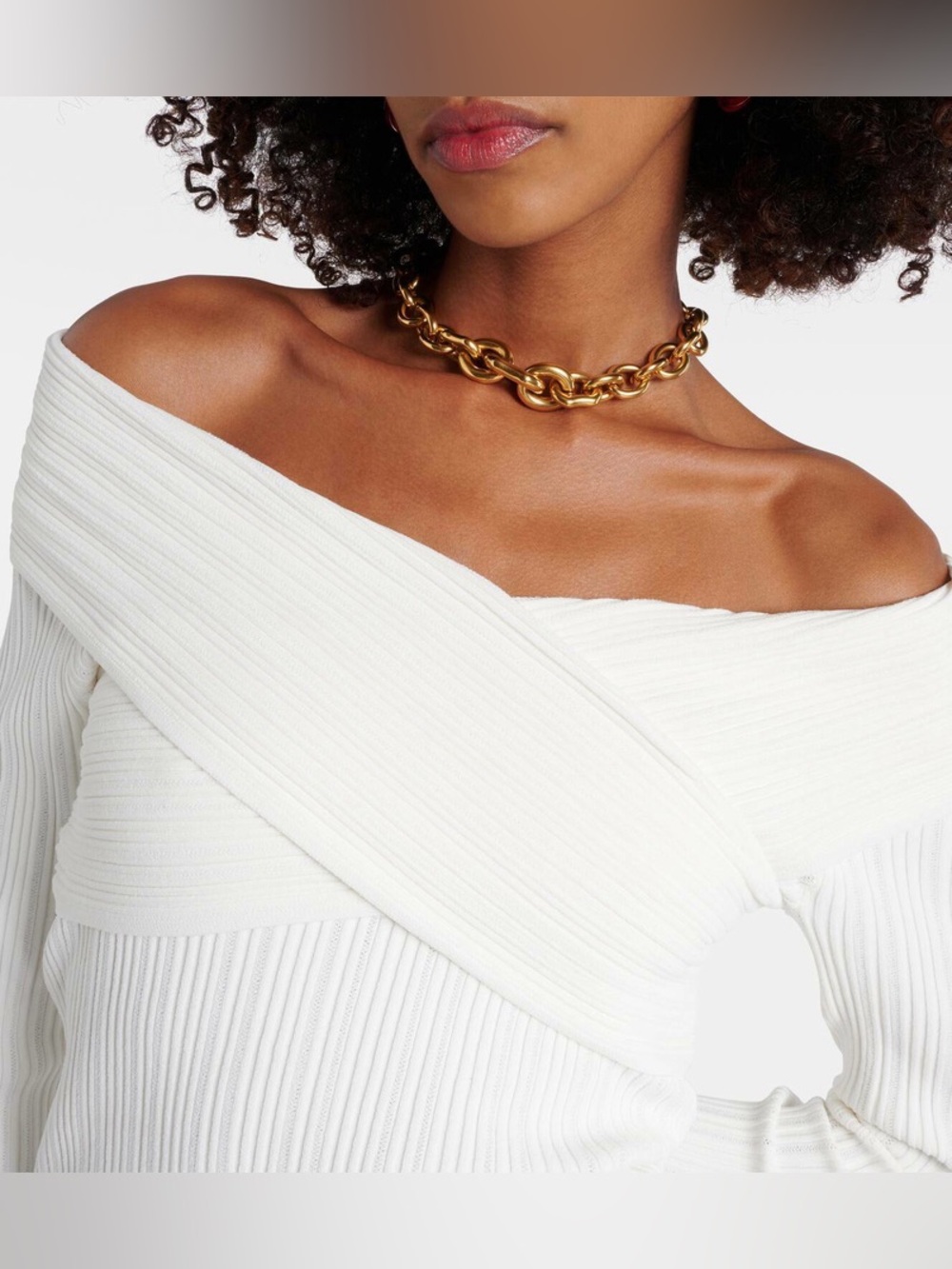 NWOT Veronica Beard Yesenia ribbed-knit off-shoulder top